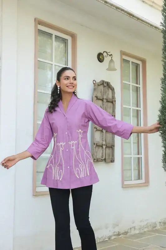 Lavender Spritz Embroidered Top