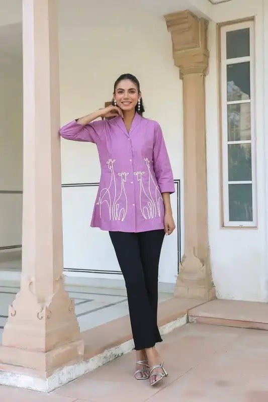 Lavender Spritz Embroidered Top