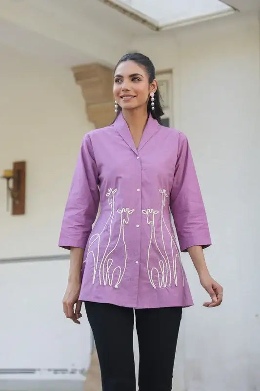 Lavender Spritz Embroidered Top