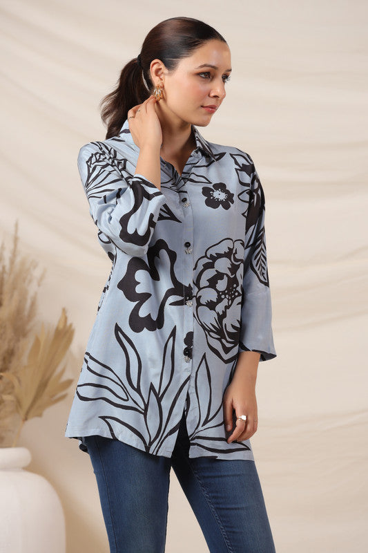 Sky Blue Petal Russian Silk Top