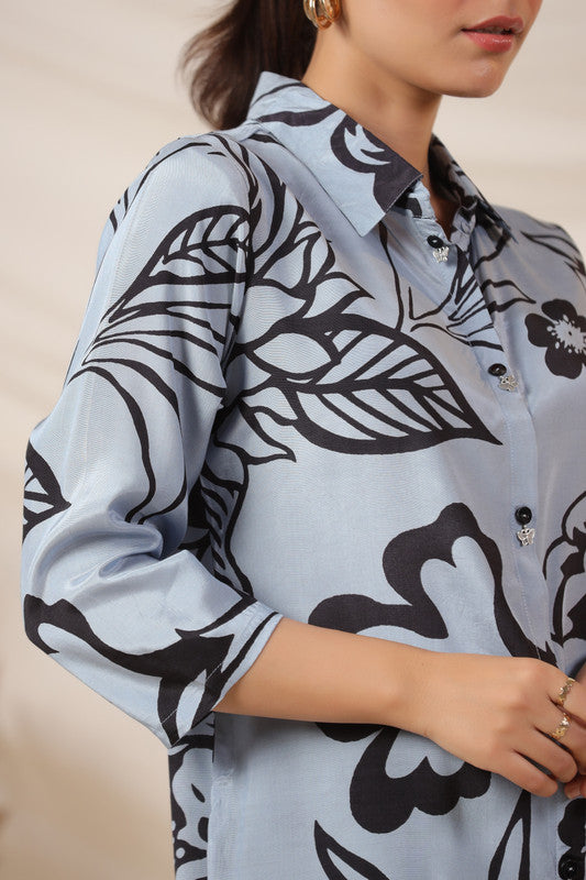 Sky Blue Petal Russian Silk Top