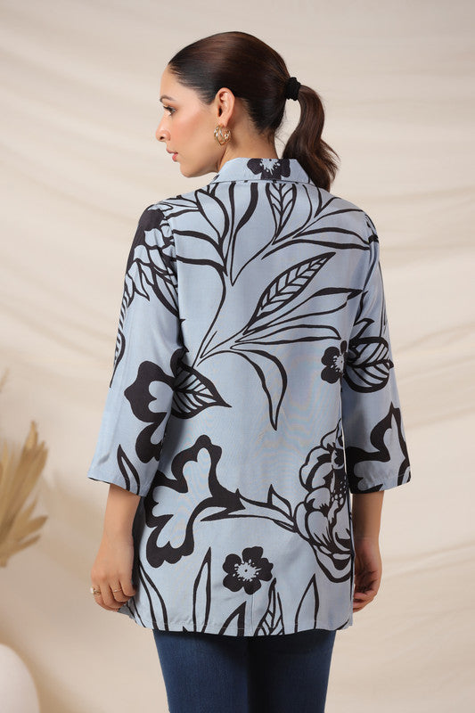 Sky Blue Petal Russian Silk Top