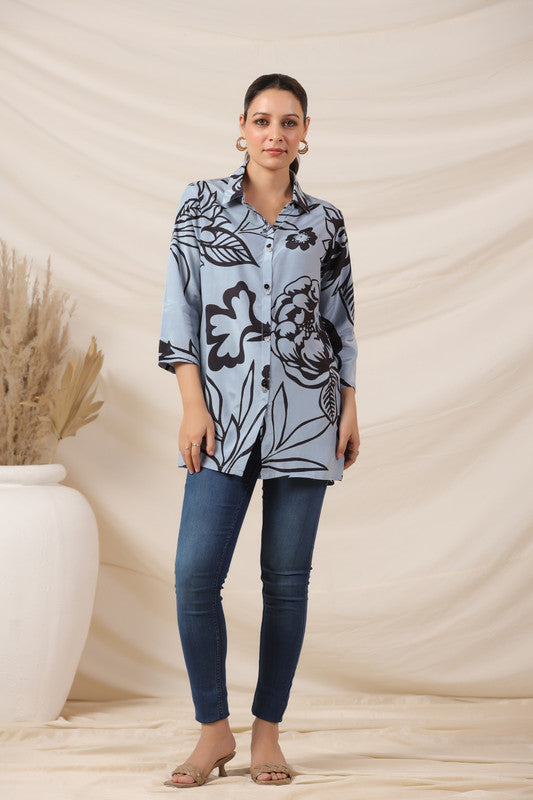 Sky Blue Petal Russian Silk Top