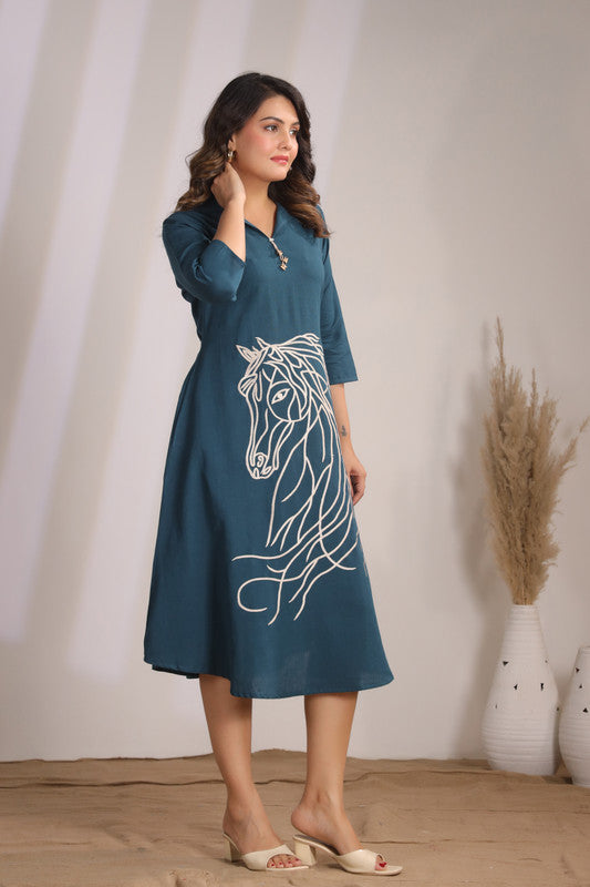 Rama Horse Embroidery Dress