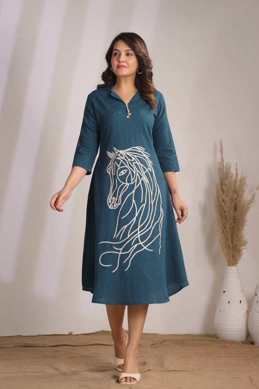 Rama Horse Embroidery Dress