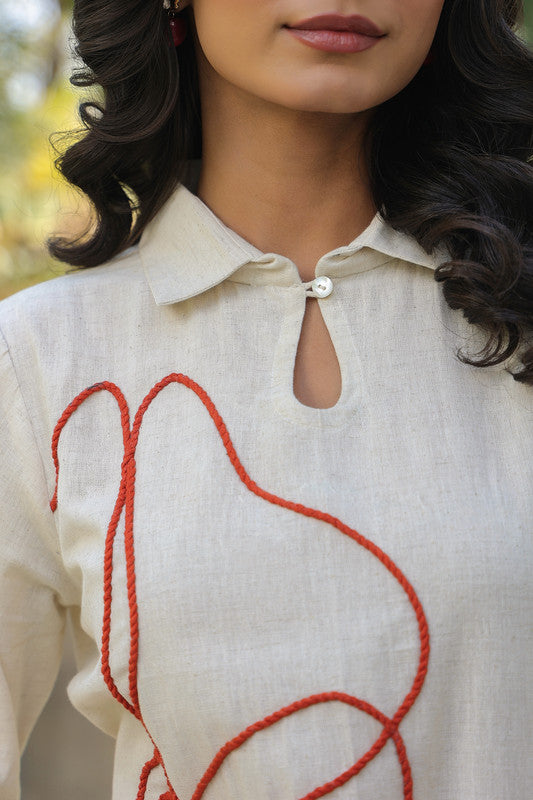 Canvas Bloom Embroidered Cotton Flex Dress