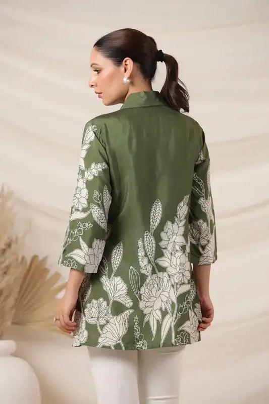 Nature-Inspired Russian Silk Green Top