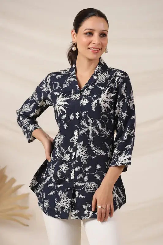 Moonlit Florals Russian Silk Top