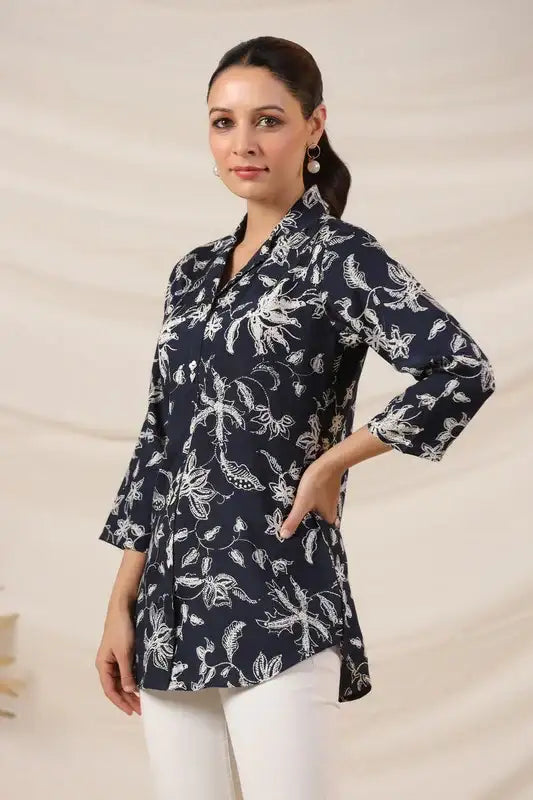 Moonlit Florals Russian Silk Top