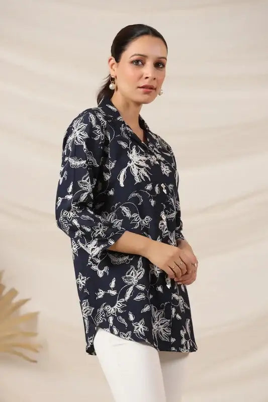 Moonlit Florals Russian Silk Top