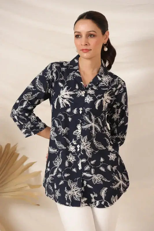 Moonlit Florals Russian Silk Top