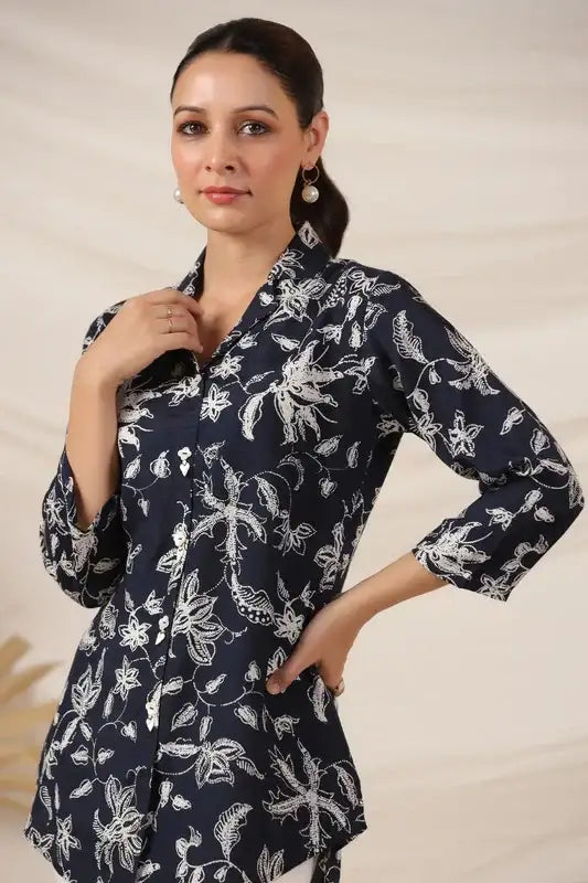 Moonlit Florals Russian Silk Top