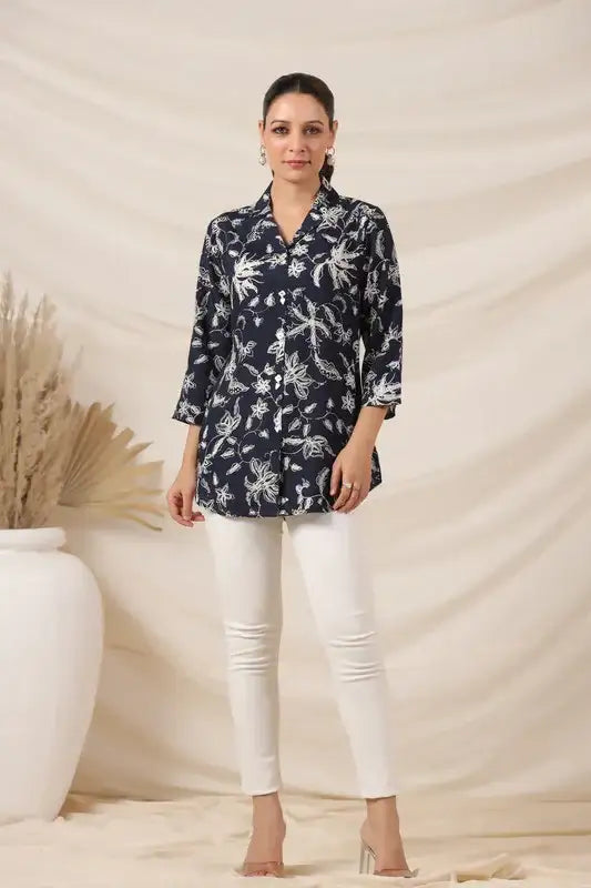 Moonlit Florals Russian Silk Top