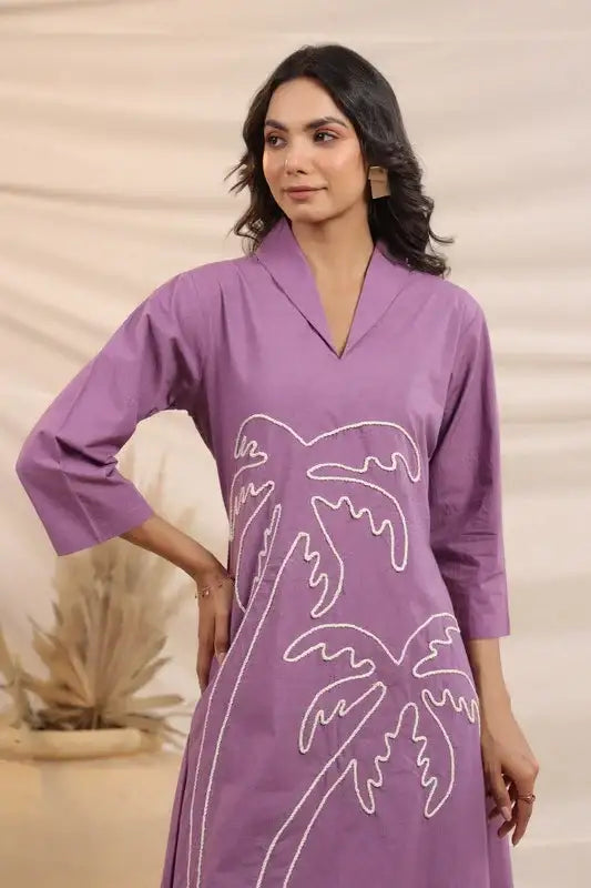 Palm Treas on Lavender Cotton Co-ord Set