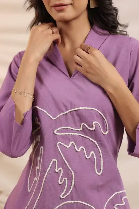 Palm Treas on Lavender Cotton Co-ord Set