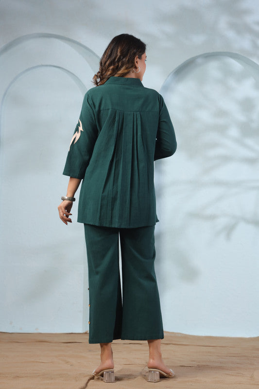 Emerald Horse Embroidery Cotton Flex Co-ord Set