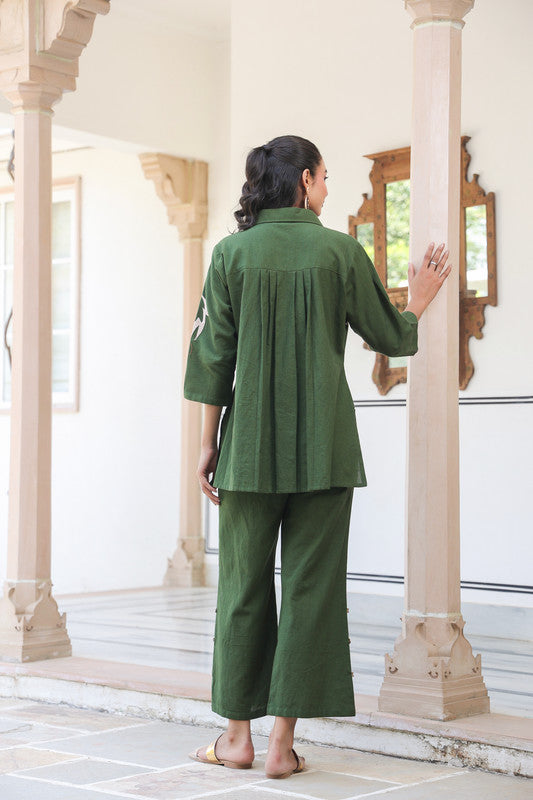 Olive Horse Embroidered Cotton Co-ord Set