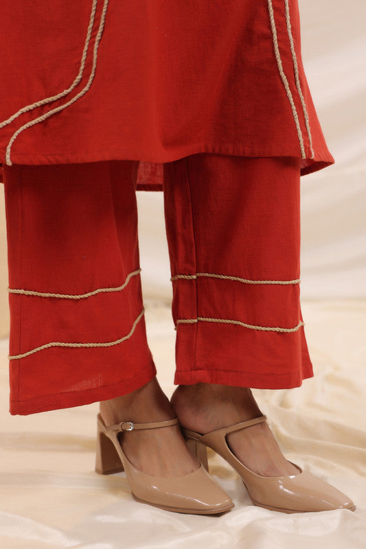 Rust Bloom Embroidered Cotton Co-ord Set