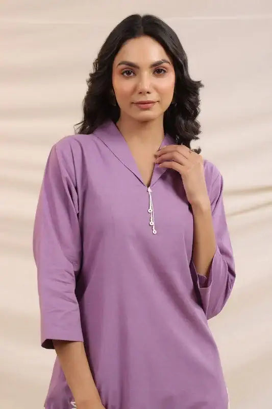 Lilac Shores Embroidered Cotton Co-ord Set