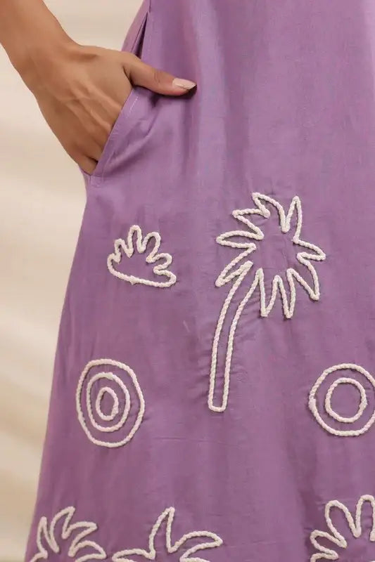 Lilac Shores Embroidered Cotton Co-ord Set