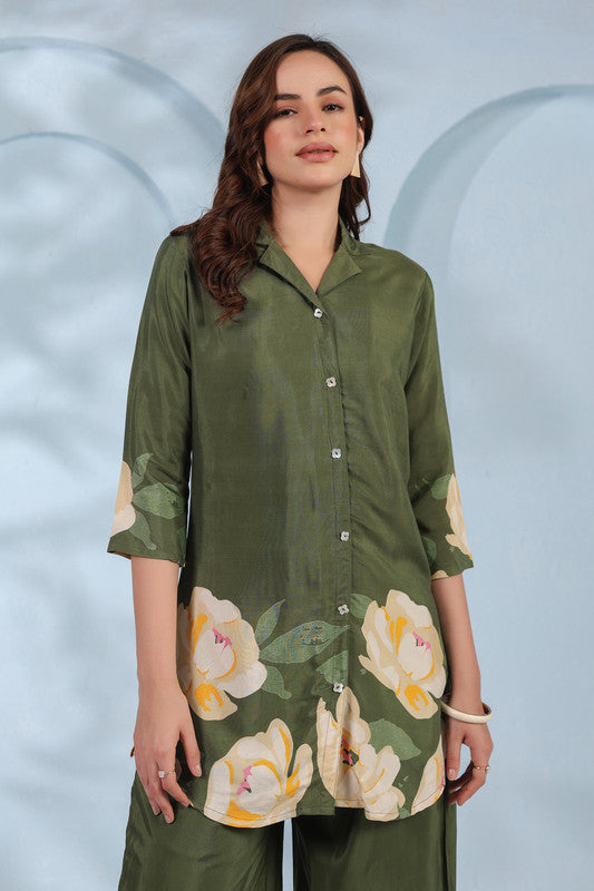 Blooming Grace in Olive Green Co-Ord Set