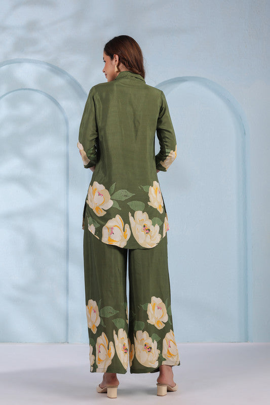 Blooming Grace in Olive Green Co-Ord Set