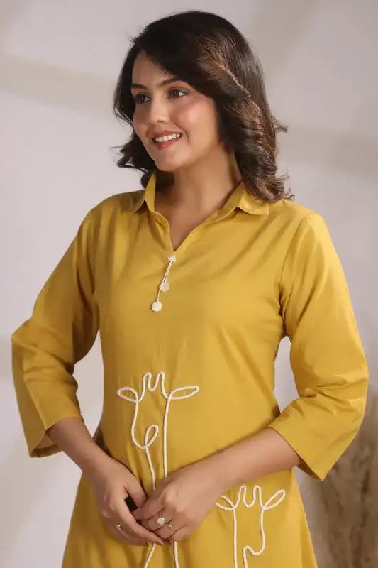 Golden Giraffe Mustard Yellow Cotton Co-ord Set