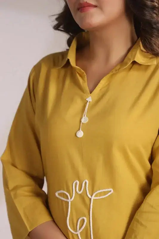 Golden Giraffe Mustard Yellow Cotton Co-ord Set