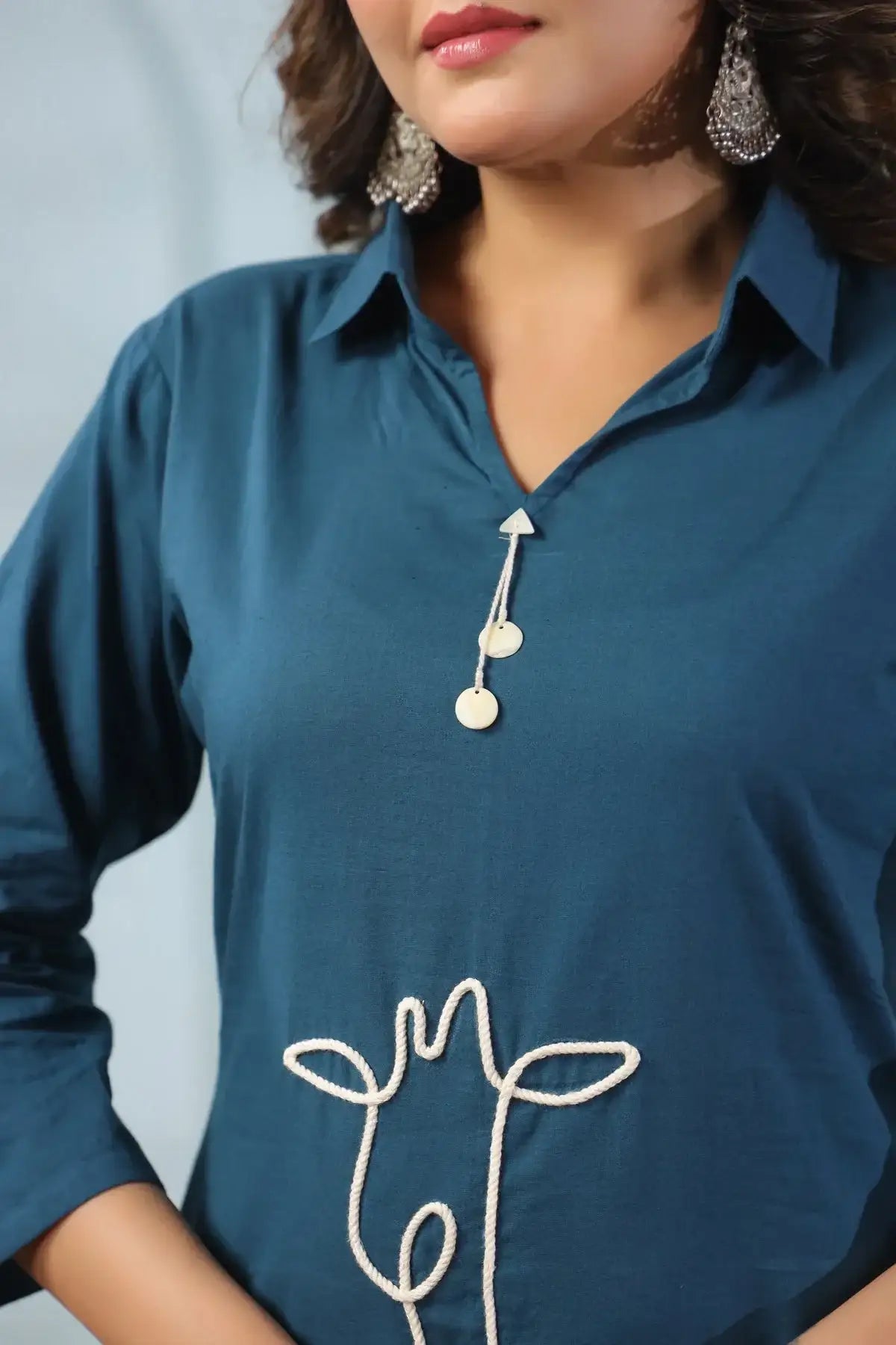 Giraffe Glance Blue Cotton Co-ord Set