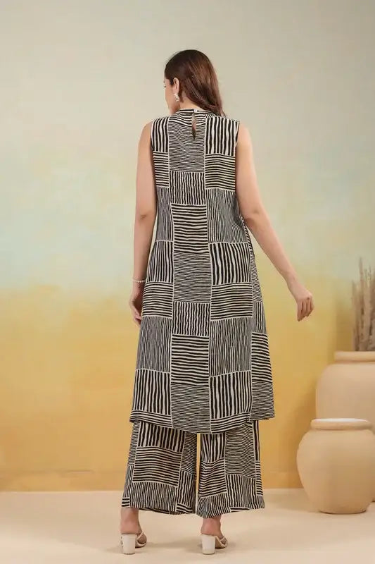 Black & White Maze Russian Silk Co-ord Set