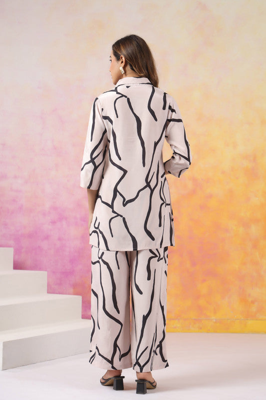 Abstract Elegance Russian Silk Co-Ord Set
