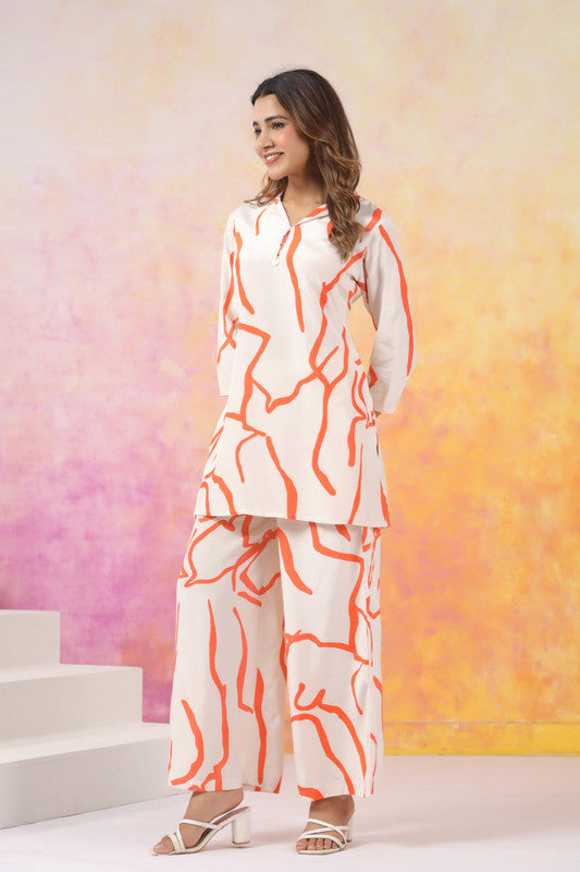 Tangerine Traces Russian Silk Co-Ord Set