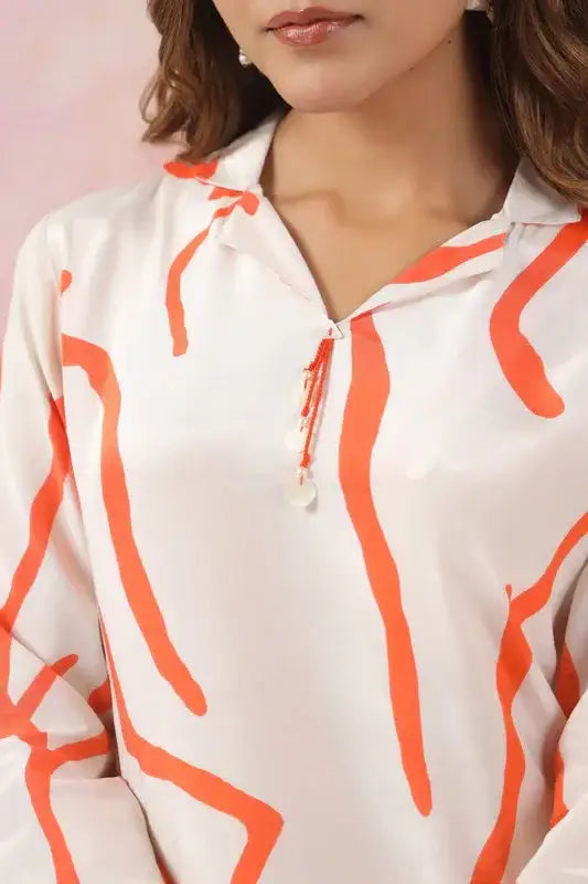 Tangerine Traces Russian Silk Co-ord Set