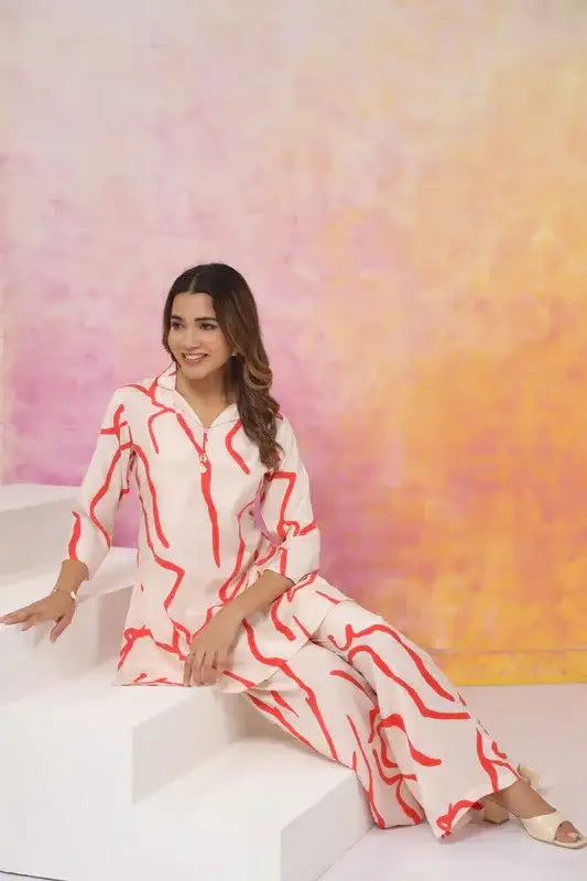 Coral Currents Russian Silk Co-ord Set