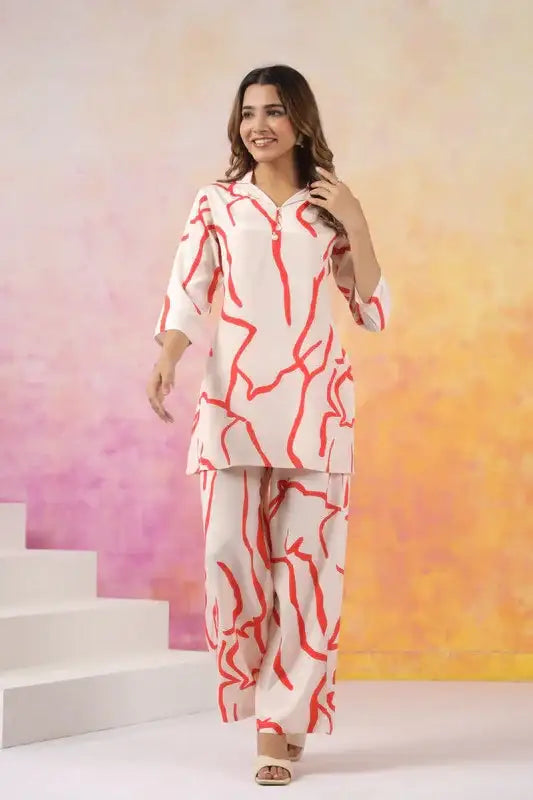 Coral Currents Russian Silk Co-ord Set