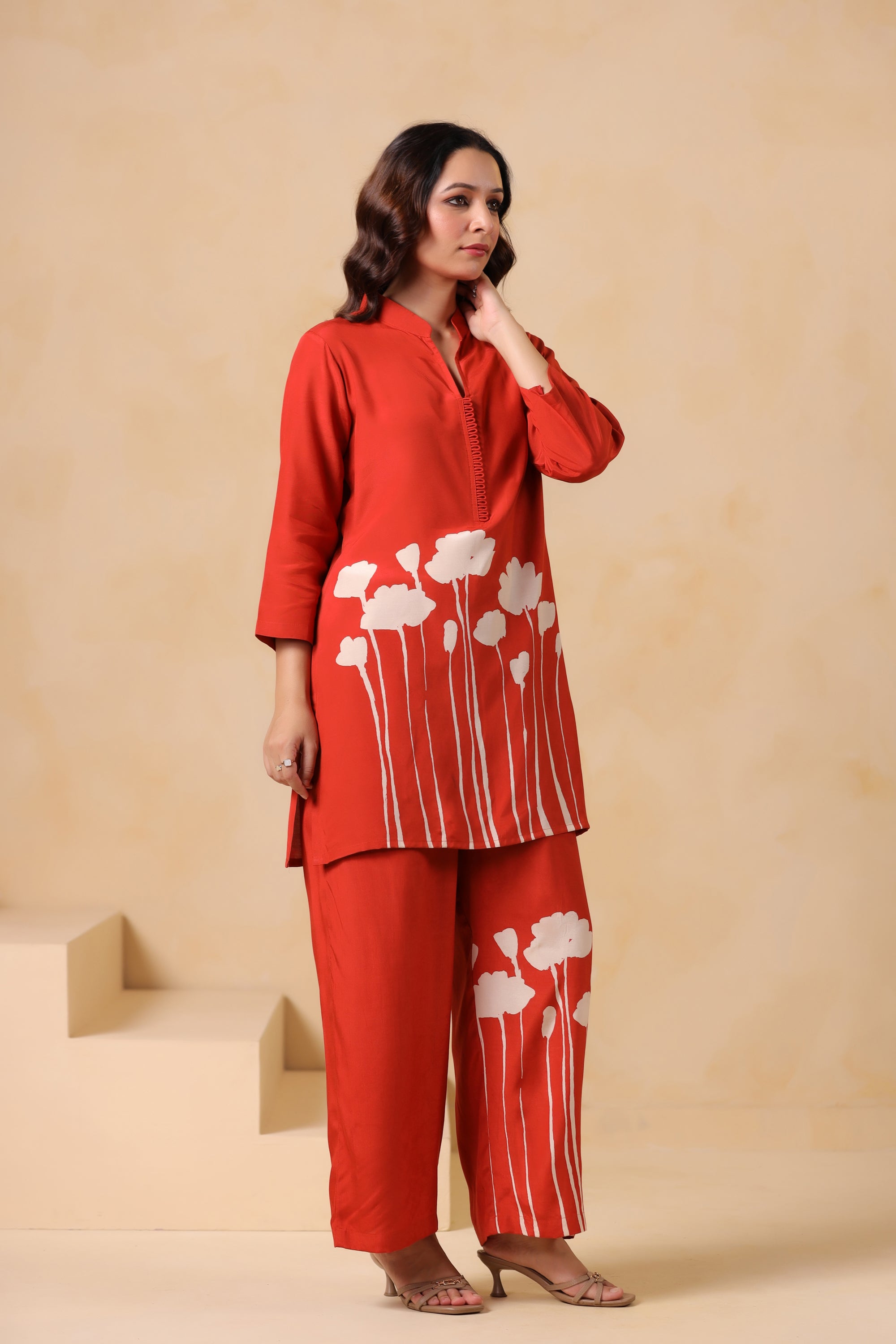 Rust Bloom Russian Silk Co-ord Set