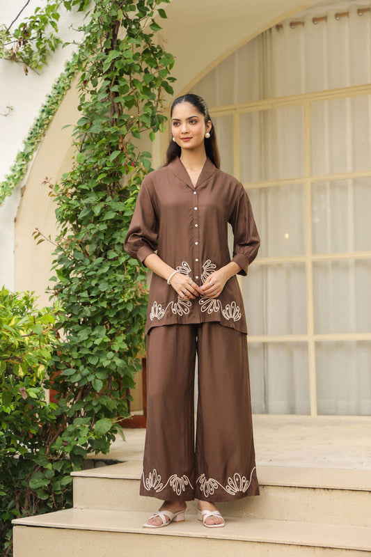 Hazel Hand Embellished Thread Cotton Co-ord Set