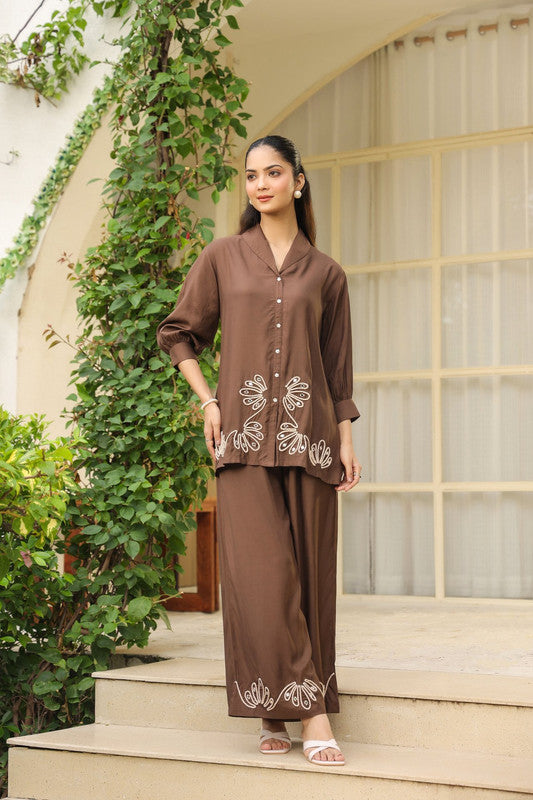 Hazel Hand Embellished Thread Cotton Co-ord Set
