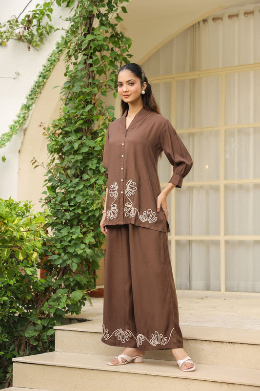 Hazel Hand Embellished Thread Cotton Co-ord Set