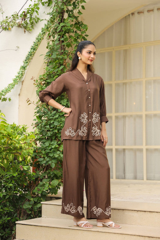 Hazel Hand Embellished Thread Cotton Co-ord Set