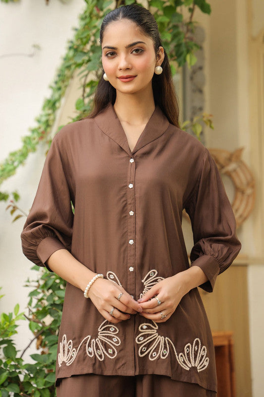 Hazel Hand Embellished Thread Cotton Co-ord Set