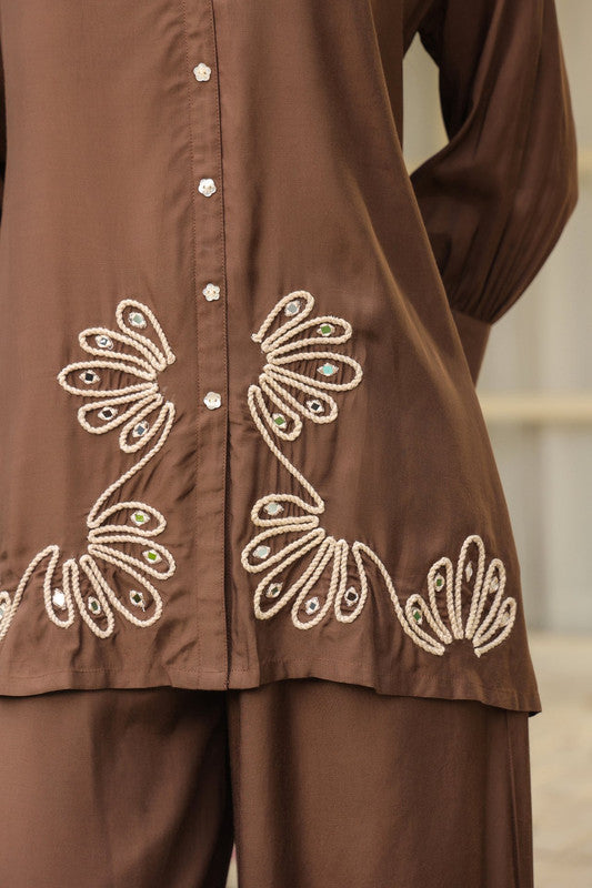 Hazel Hand Embellished Thread Cotton Co-ord Set