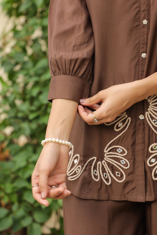Hazel Hand Embellished Thread Cotton Co-ord Set