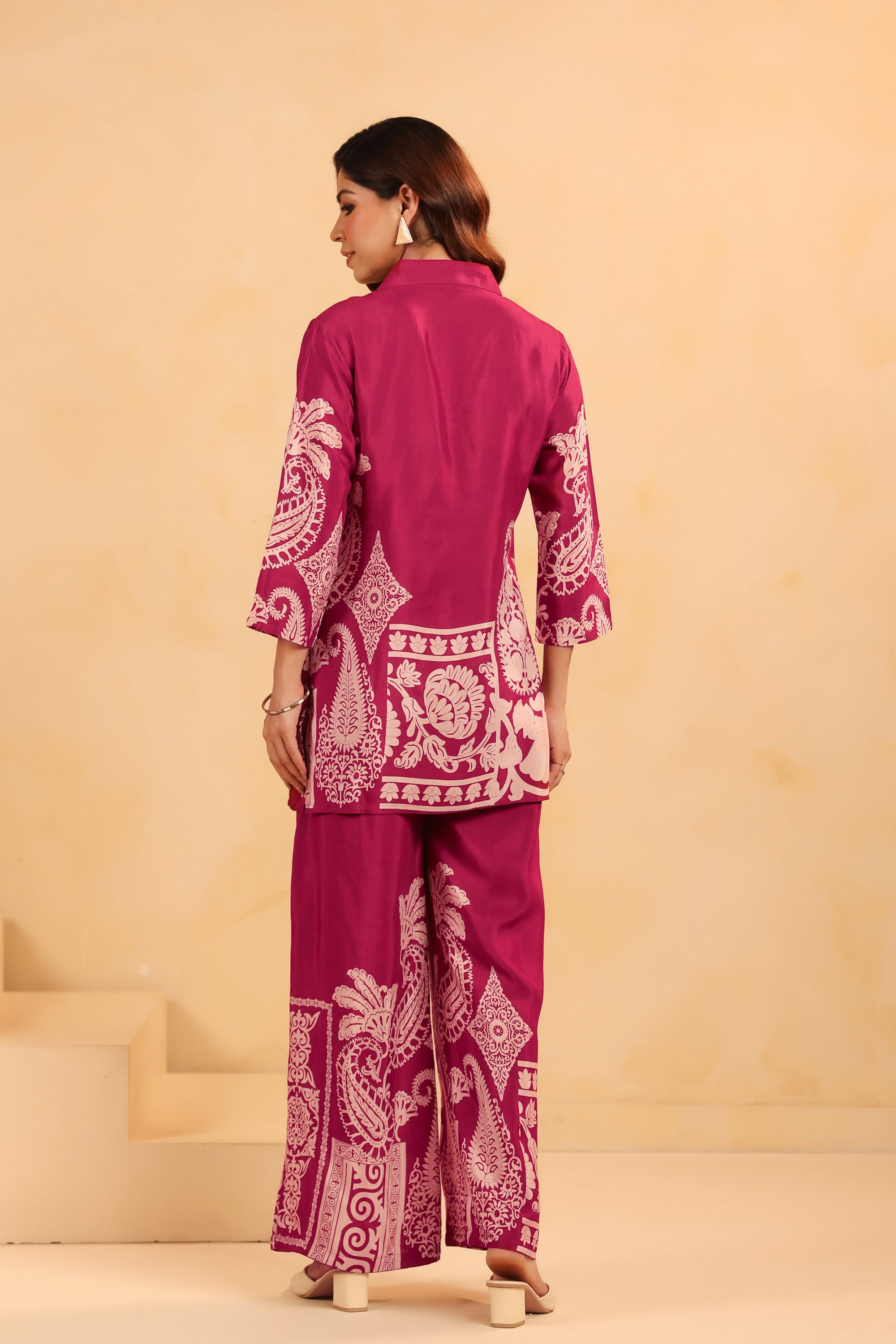 Majestic Wine Heritage Printed Russian Silk Co-ord Set