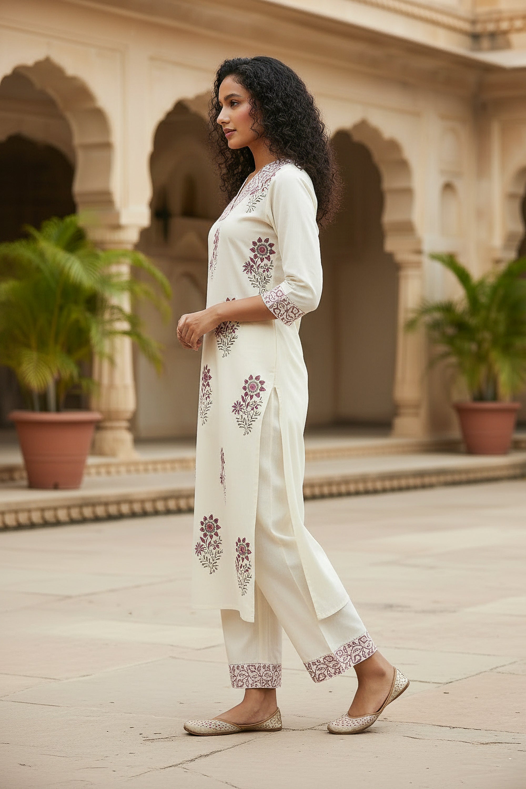 Ivory Floral Printed Co-ord Set