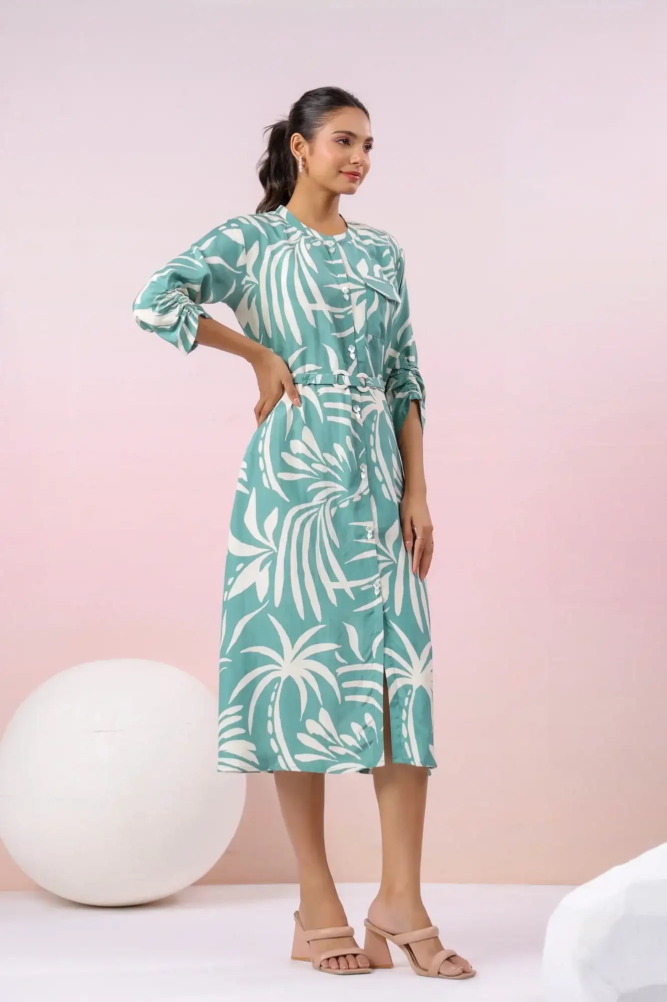 Coastal Paradise Teal Russian Silk Dress