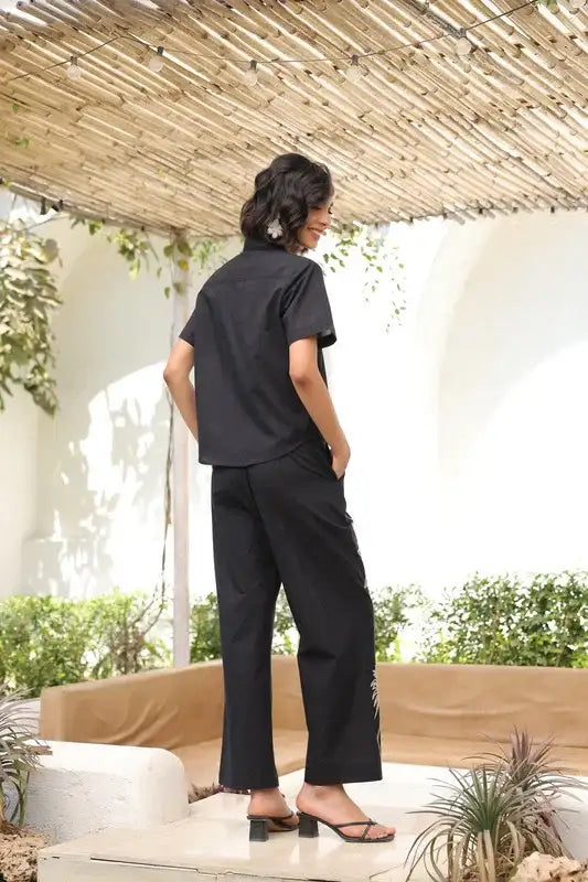 Palm Black Cotton Co-ord Set