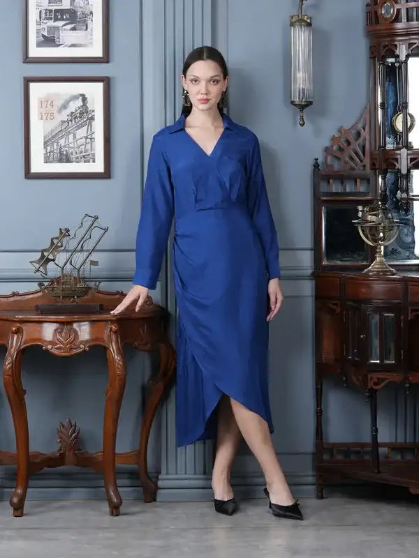 princess polly baby blue dress Cobalt Blue Collins Russian Silk Dress