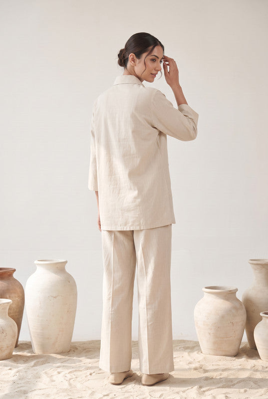 Ivory Cotton Flex Leaf Appliqué Co-ord Set