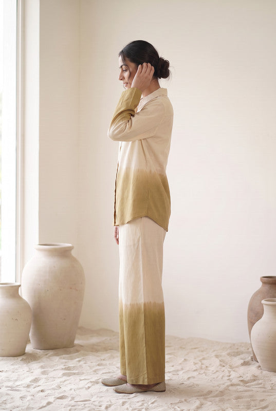 Beige & Mustard Ombre Cotton Flex Co-Ord Set